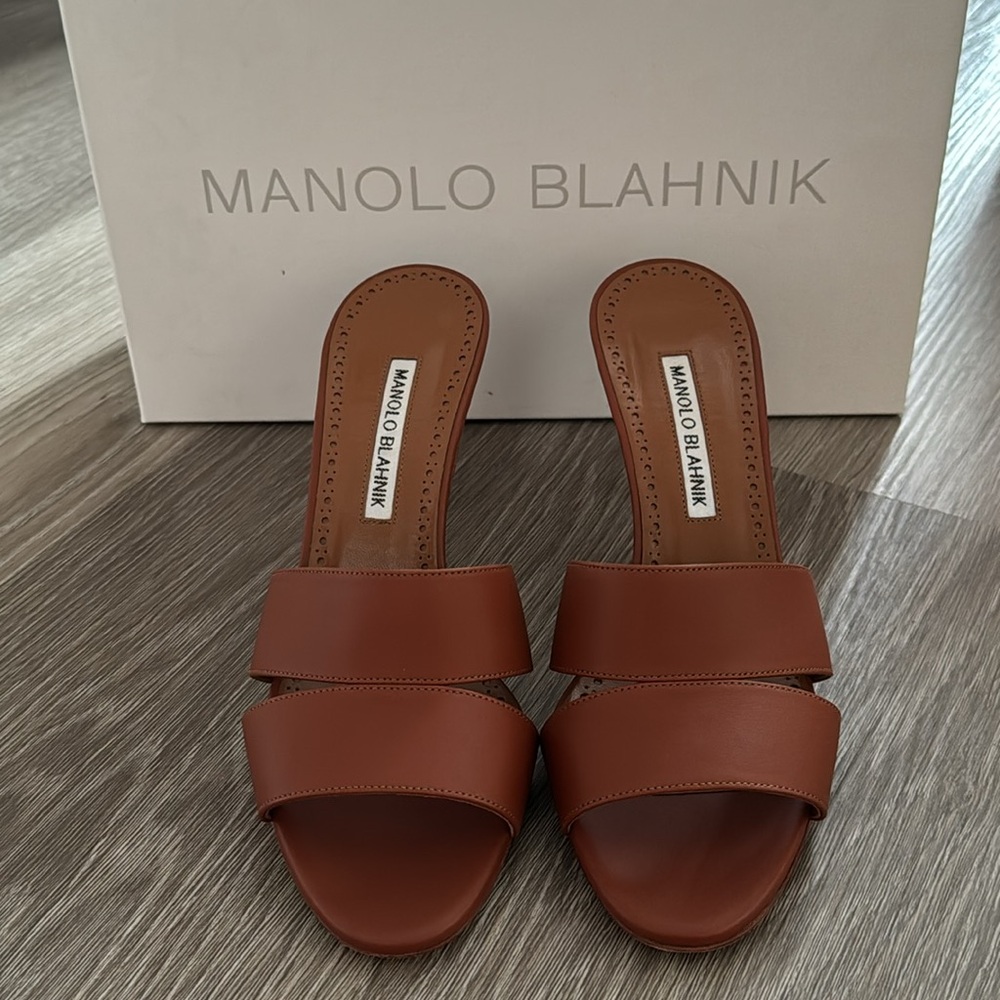 Manolo Blahnik luggage bulgaro calf sandals